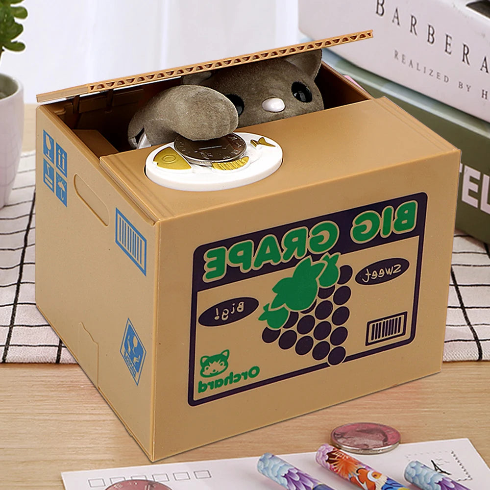 Piggy Banks Cute Automated Panda Cat Steal Coin Bank Plastic Electronic Money Boxes Money Saving - Automotive LED Light