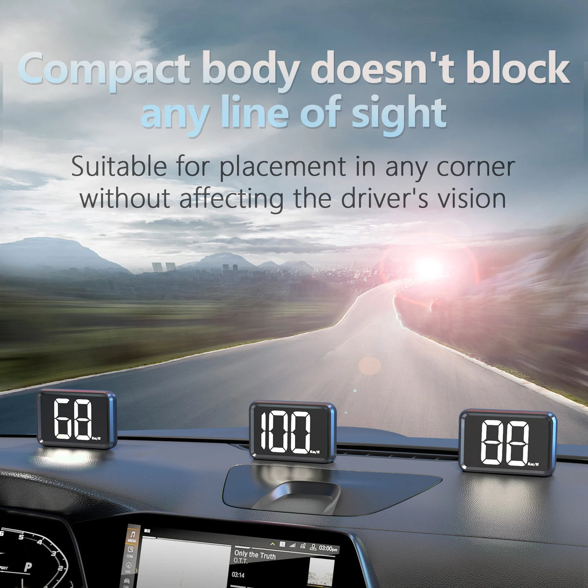 2inch X1 HUD Big Font Car Head Up Display Speedometer GPS HUD Gauge KMH Meter USB Plug White Gre - Automotive LED Light