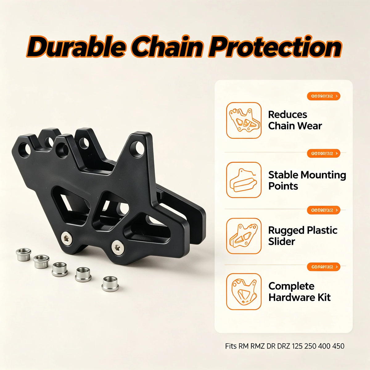 Off-Road Motorcycle Chain Guide Guard For Suzuki RM125 RM250 RMZ250 RMZ450 RMX450 DRZ250 DRZ400  - Automotive LED Light