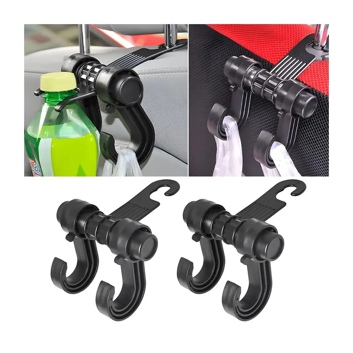 2/4Pcs Universal Car Hook Seat Multifunctional Car Backrest Storage Hook 360° Rotating Storage D - Automotive LED Light