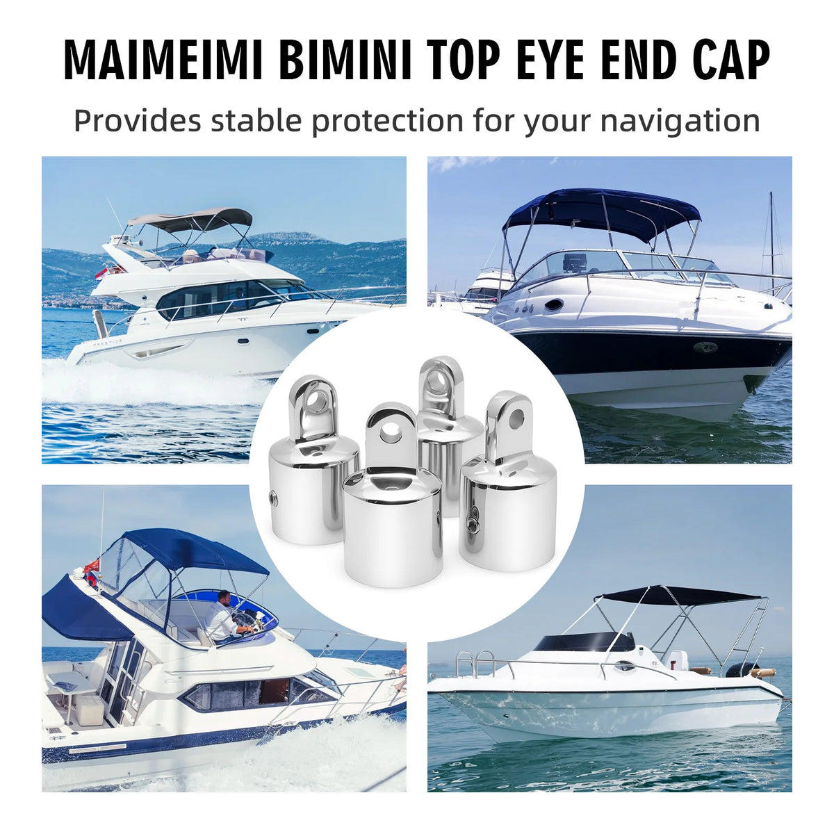 4Pcs Marine Polished 316 Stainless Steel Top Caps Marine Hardware Slip Cap Boat Fittings Boat Ac - Automotive LED Light