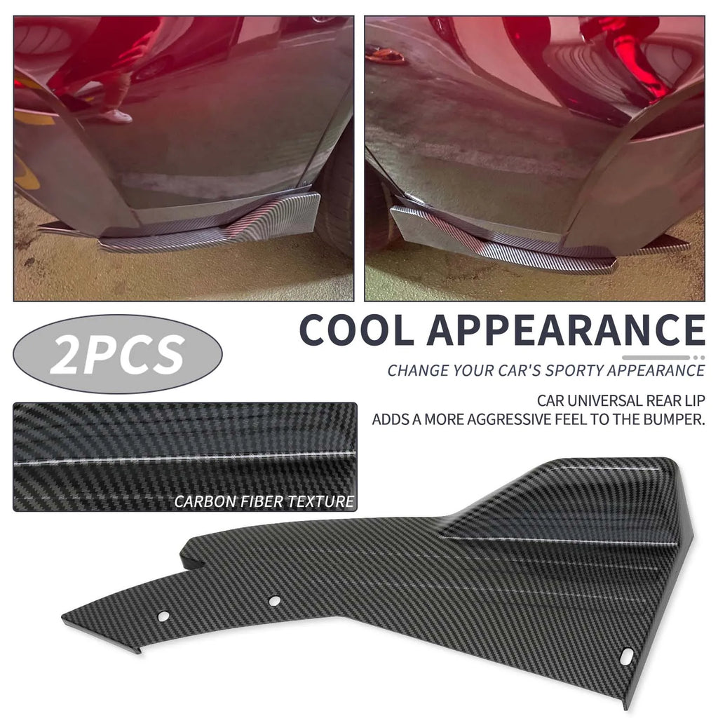 Universal Car Rear Bumper Spoiler Lip Carbon Fiber Wing Trim Protection Anti-crash Diffuser Side - Automotive LED Light