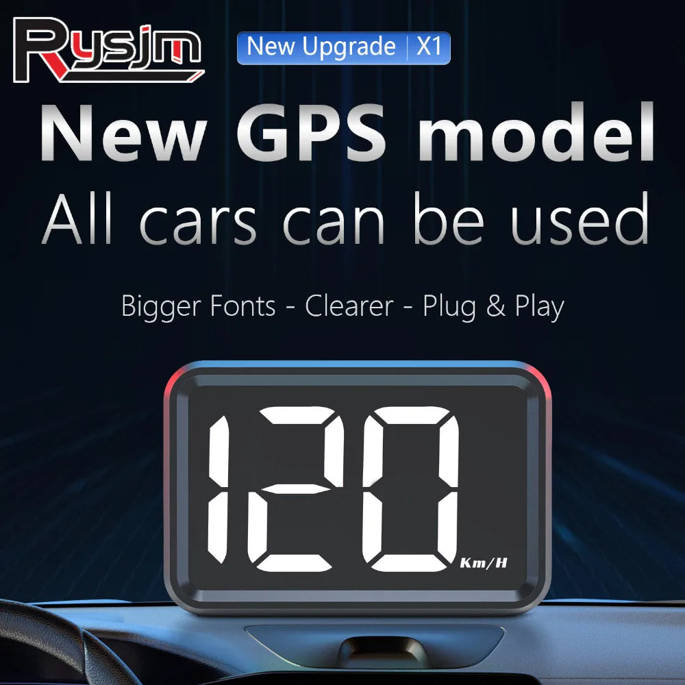 2inch X1 HUD Big Font Car Head Up Display Speedometer GPS HUD Gauge KMH Meter USB Plug White Gre - Automotive LED Light