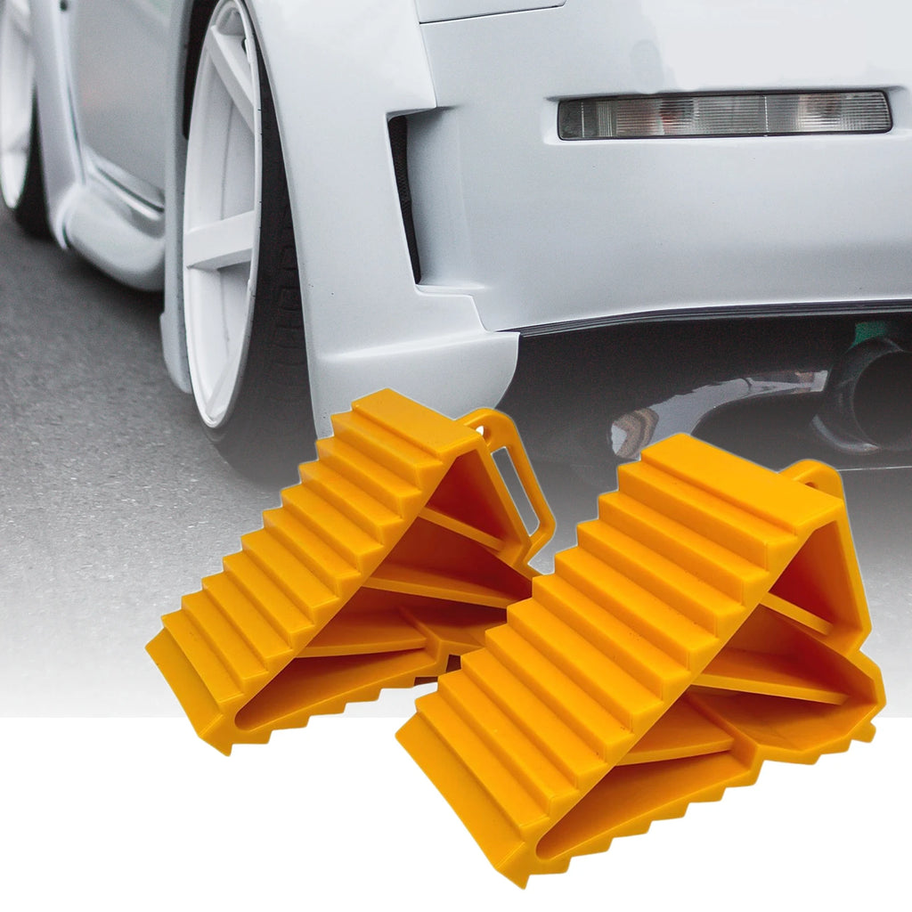 2 Pieces Wheel Chock with Handles Rubber Wheel Chocks Stop Block Replaces for Car Car Truck Trai - Automotive LED Light