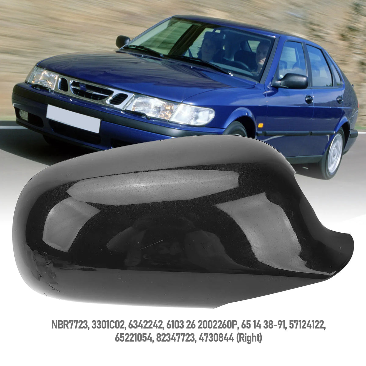 1Pc Car Mirror Cover Stylish Exterior Rear View Mirror Housing Glossy Black Door Wing Mirror Cap - Automotive LED Light