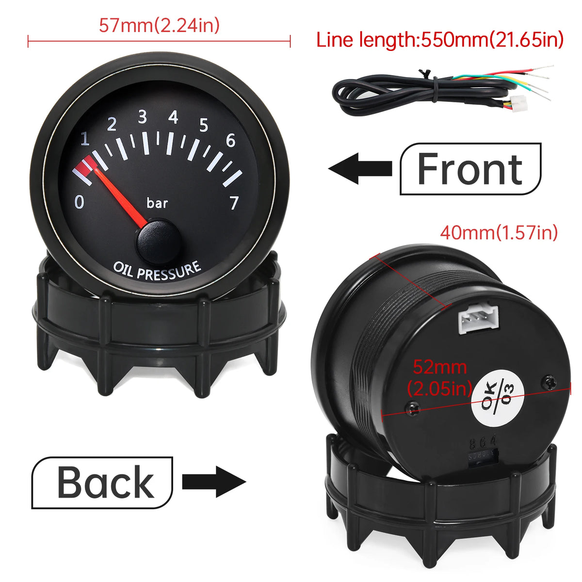 Auto 12V 52mm LED Digital Oil Press Gauge With Sensor 0~7Bar Oil Pressure Gauge Car Meter For Ca - Automotive LED Light