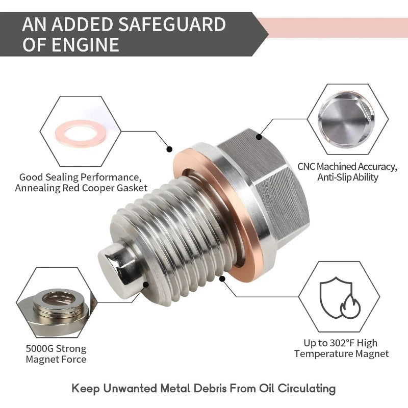 Premium Stainless Steel Magnetic Oil Drain Plug Screw Nut Oil Pan Nut M16*1.5/M1 for M16 M12 M14 - Automotive LED Light