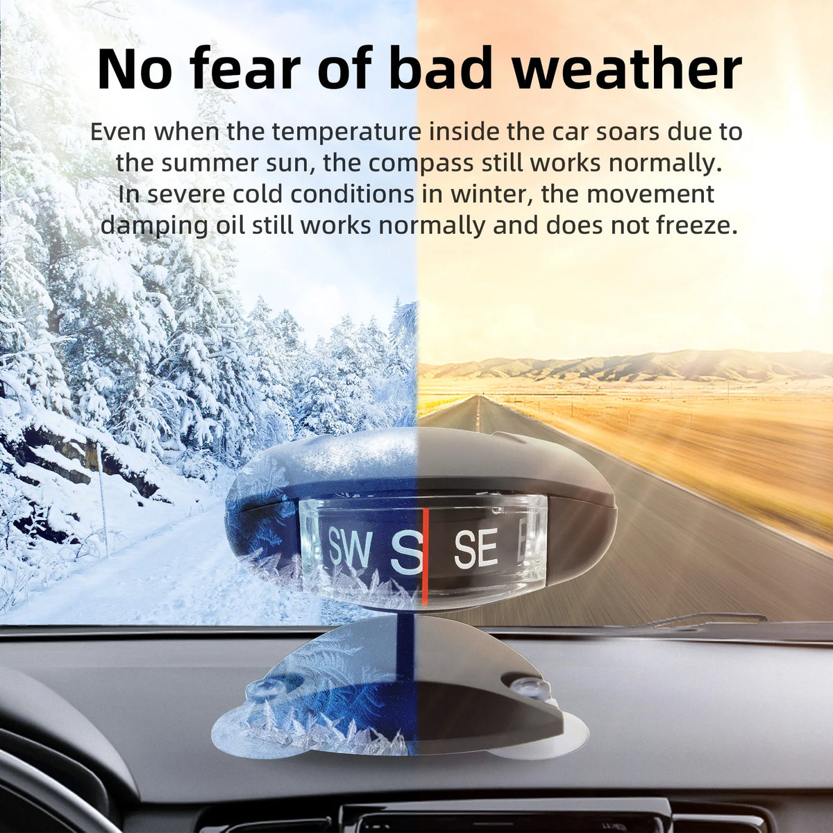 AD Navigation Compass Adjustable Suction Cups Ornament Vehicle Mounted Accessories Auto Compass  - Automotive LED Light