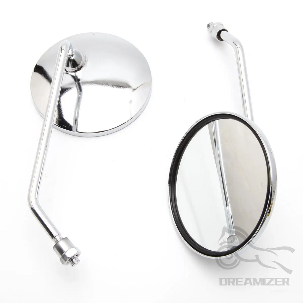 Universal 10mm Motorcycle Rearview Mirrors Scooter Chrome Round Side Mirror For Suzuki GN 125 Ya - Automotive LED Light