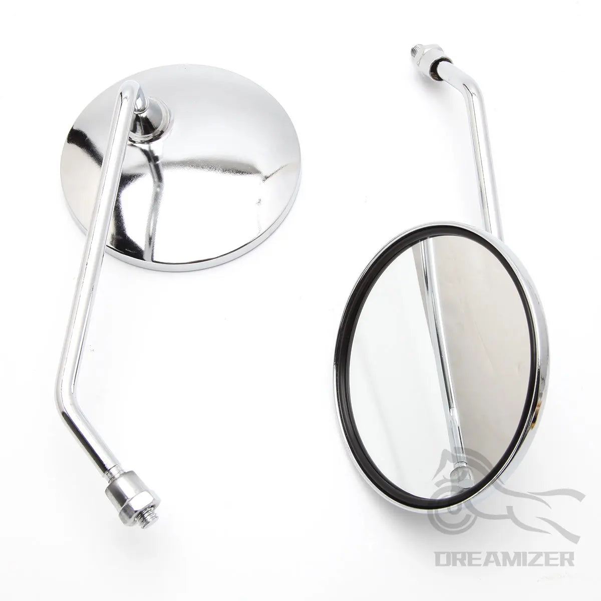Universal 10mm Motorcycle Rearview Mirrors Scooter Chrome Round Side Mirror For Suzuki GN 125 Ya - Automotive LED Light