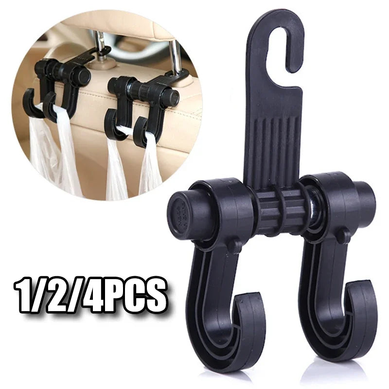 2/4Pcs Universal Car Hook Seat Multifunctional Car Backrest Storage Hook 360° Rotating Storage D - Automotive LED Light