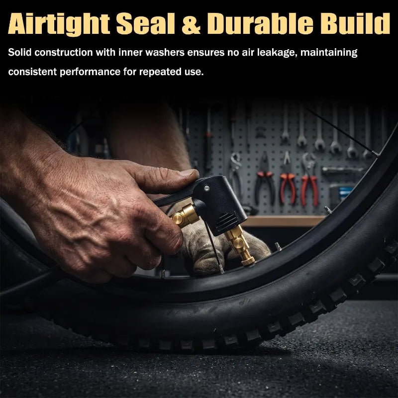 Metal Air Chuck Durable Universal 2-in-1 Bicycle Pump Nozzle Adapter Valve Connector for Car Mot - Automotive LED Light