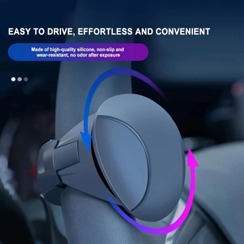 Easy-Grip Silicone Steering Wheel Knob 360° Smooth Rotation One-Hand Operation with Built-in Met - Automotive LED Light