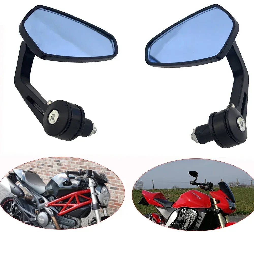 Smoke Blue Lens Side Rearview Mirrors Set for Motorcycle Handle Bar End 7/8' 22mm Ducati BMW Hon - Automotive LED Light