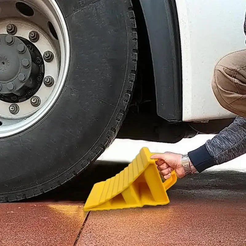 Car Trailer Wheel Chock Anti-slip Vehicle Truck Tire Stop Block with Handles Parking Wedges Car  - Automotive LED Light