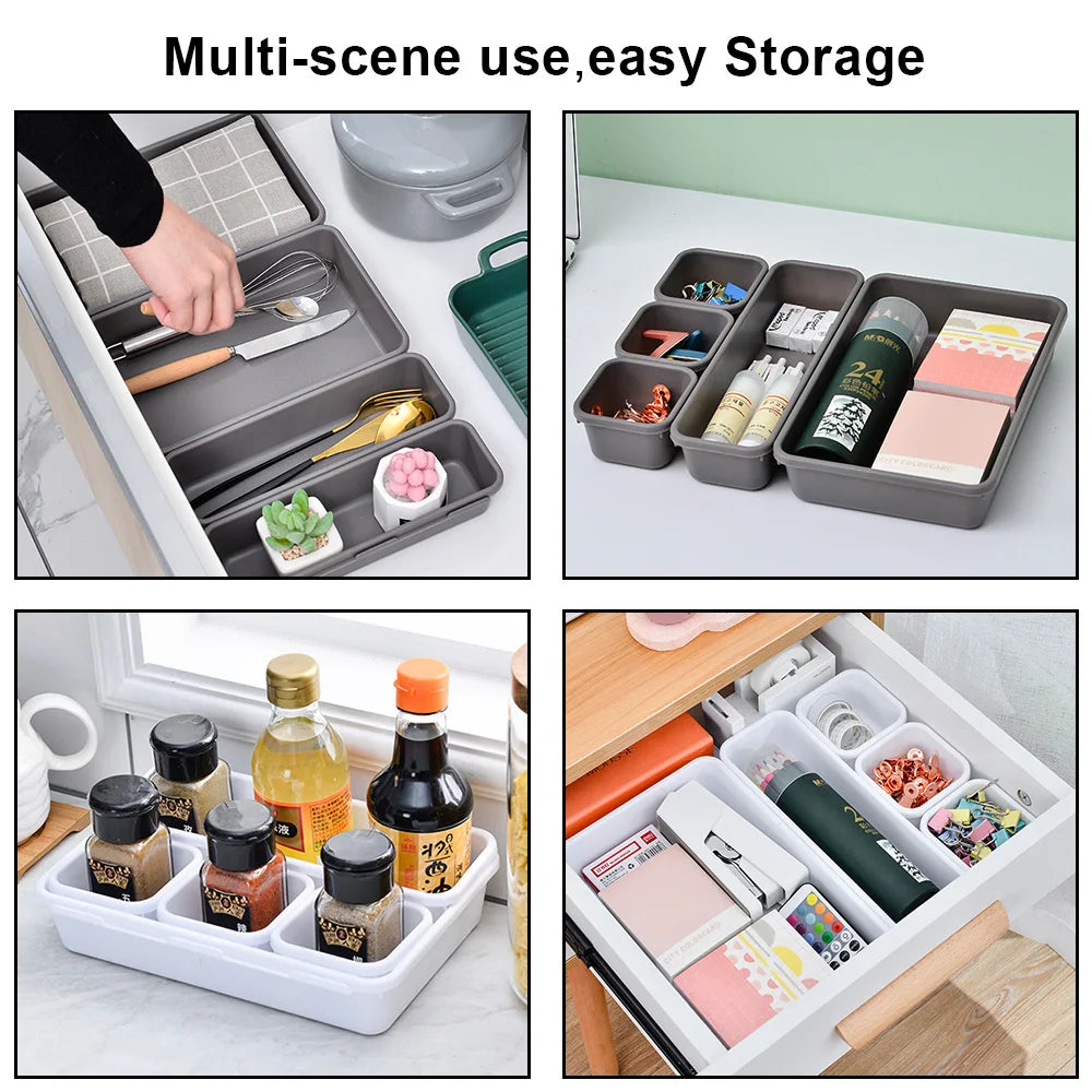 Storage Drawer Storage Box 8pc/set Make Up Organizer Box Kitchen Bathroom Storage Trays Closet C - Automotive LED Light