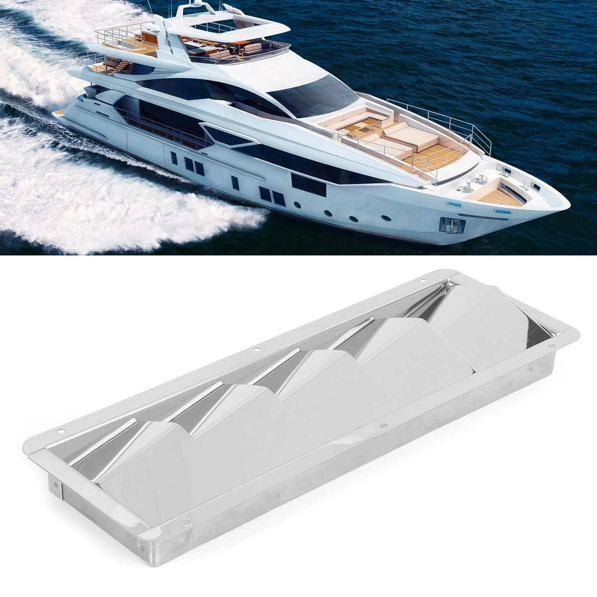 5 Slots Boat Louver Vent Rectangle Stainless Steel Durable Ventilation Grille Hardware Fitting B - Automotive LED Light