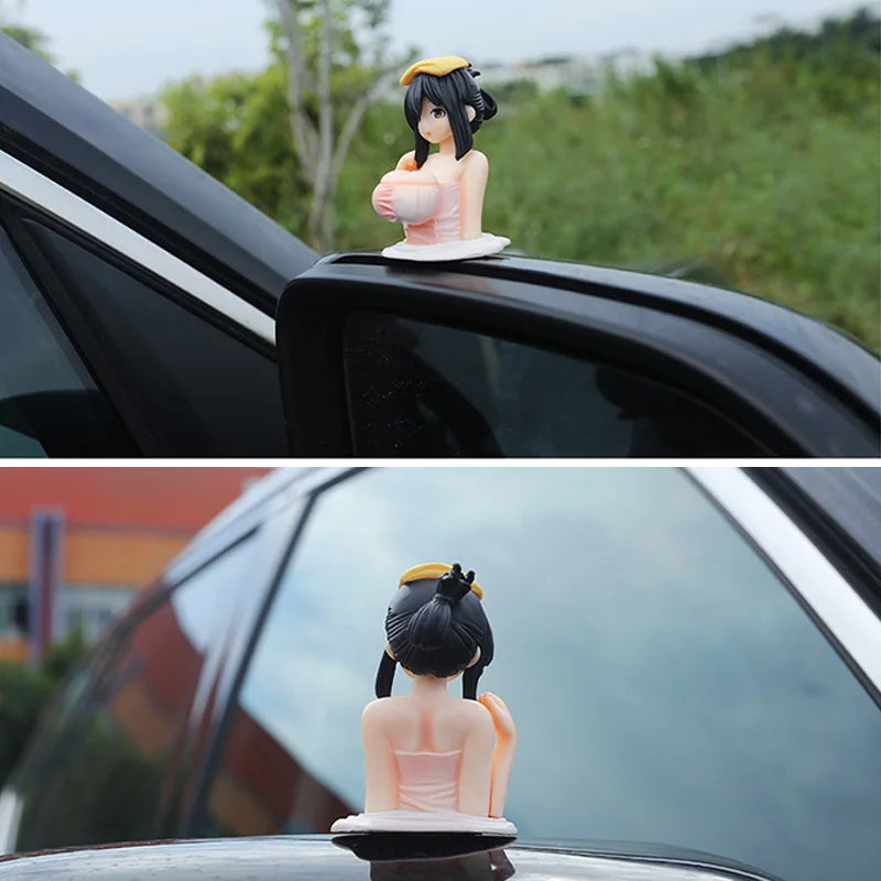 Sexy Kanako Chest Shaking Girls Car Ornaments Cartoon Kawaii Anime Statue Car Dashboard Sexy Dol - Automotive LED Light