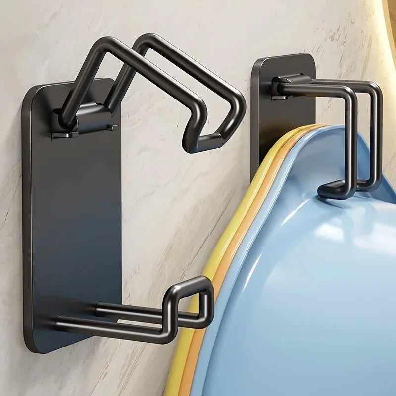 Foldable Storage Hook 1/2PCS Washbasin Rack Rubber Bathtub Hook Kitchen Tools Bathroom Space Sav - Automotive LED Light