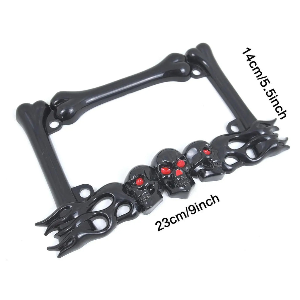 Skull Decor Motorcycle License Plate Frame Accessories Simple Assembly Motorbike Spare Parts Uni - Automotive LED Light