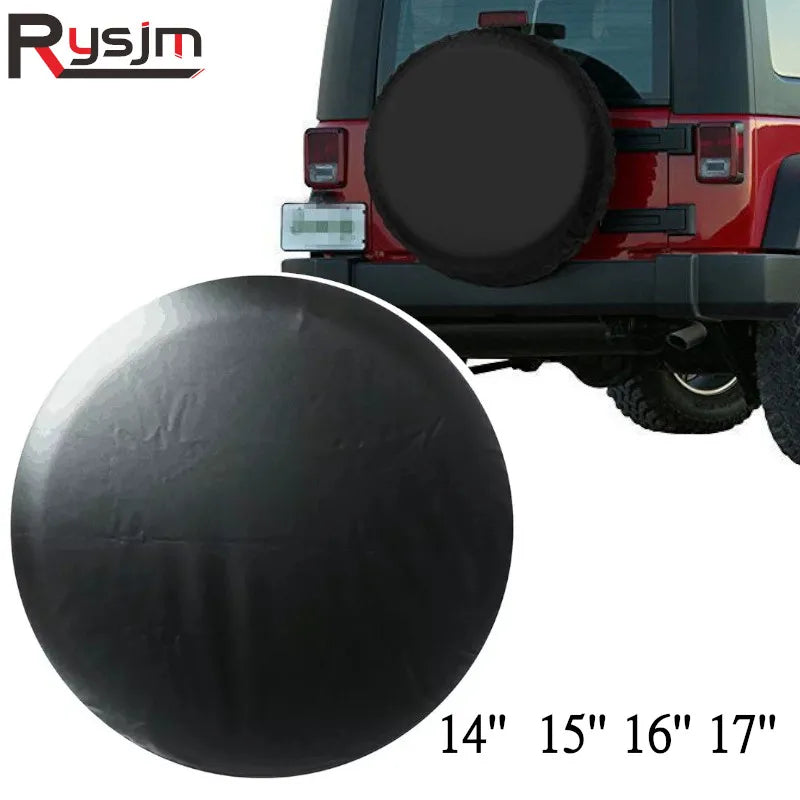 14" 15" 16" 17" Inch Pure Black White PVC PU Spare Tire Tyre Wheel Valve Cover Tire Cover Case P - Automotive LED Light
