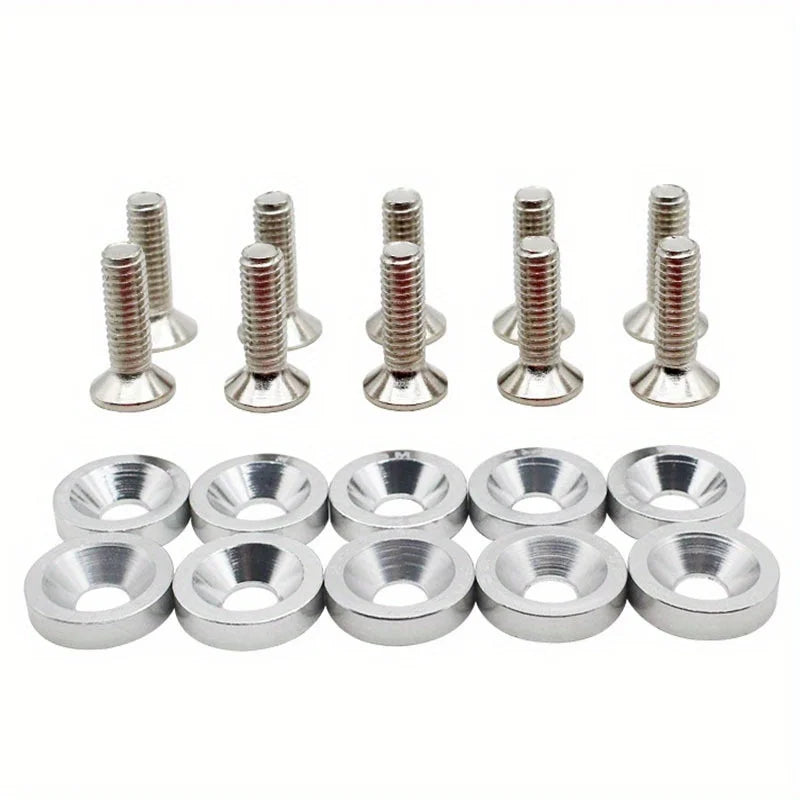 10Pcs Universal M6 Car Modified Hex Fasteners Fender Washer JDM Bumper Engine Aluminum Concave S - Automotive LED Light