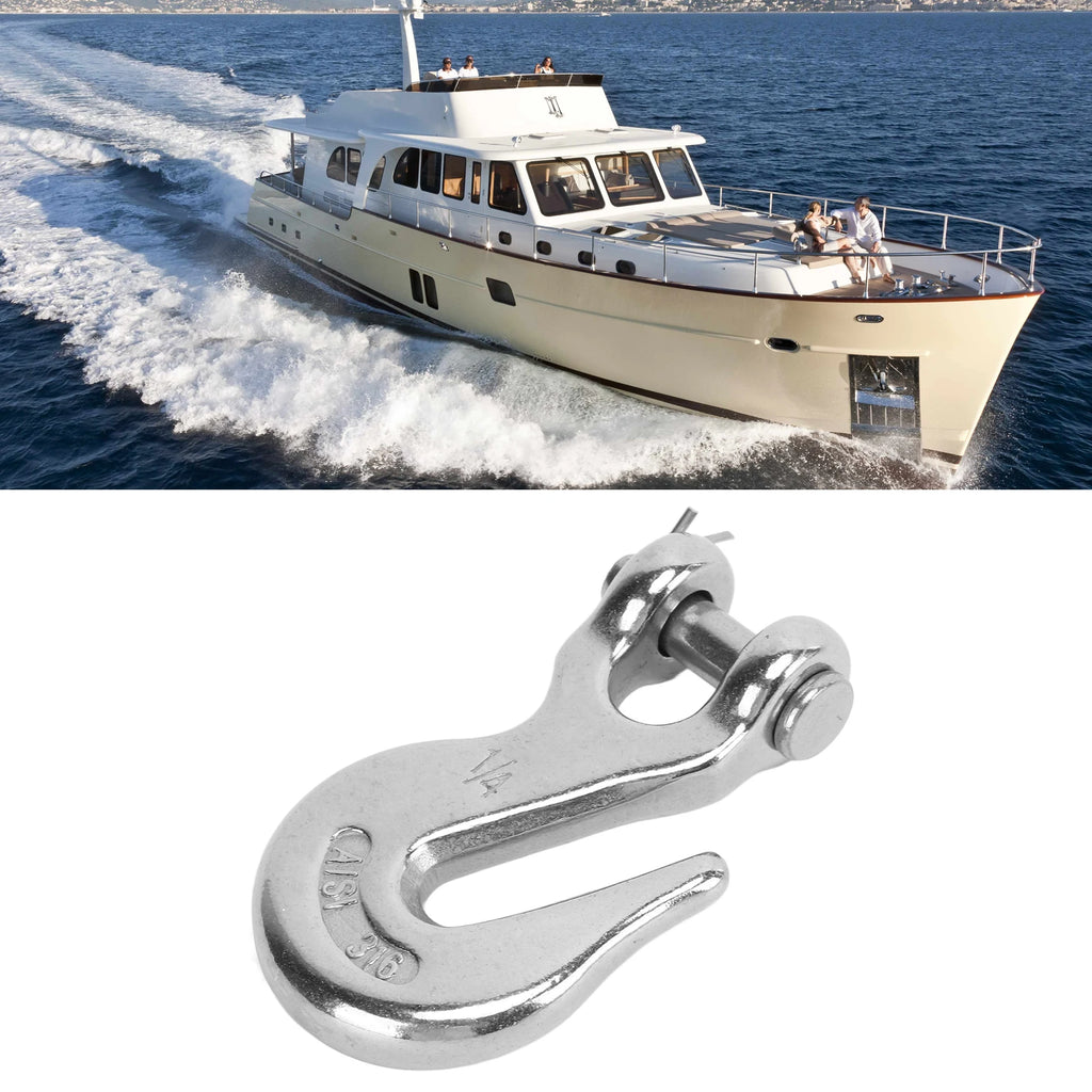 Clevis Hook Marine Boat Slip Lifting Hook 1/4in 1000lbs Load Bearing Capacity 316 Stainless Stee - Automotive LED Light