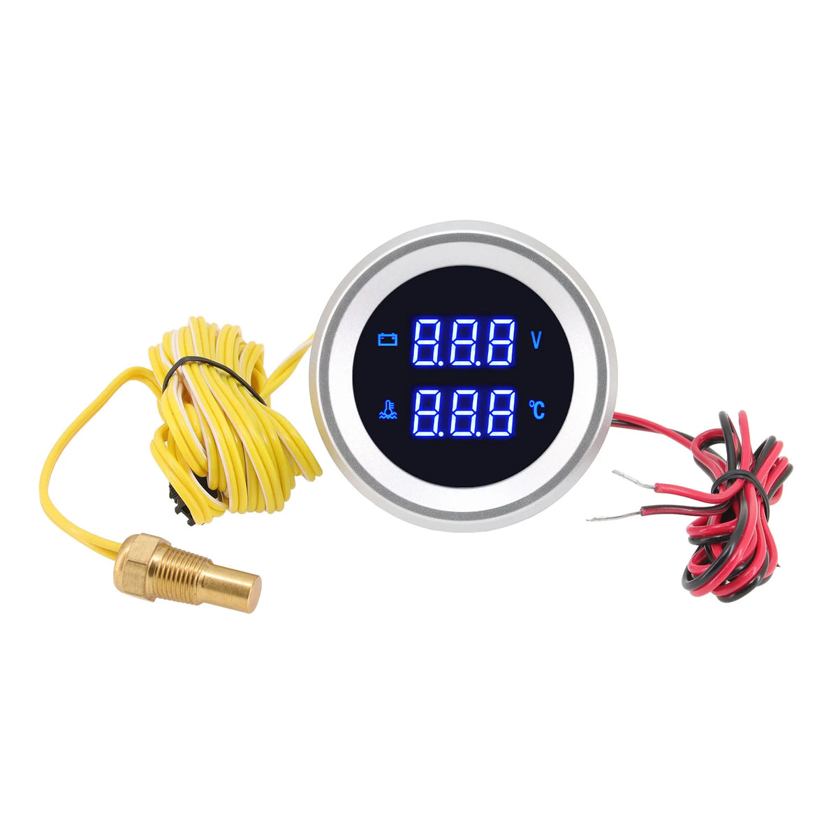 2" 52mm Water Temperature Gauge with Sensor 10mm Blue LED Digital Voltage Volt Meter 2 in 1 Gaug - Automotive LED Light