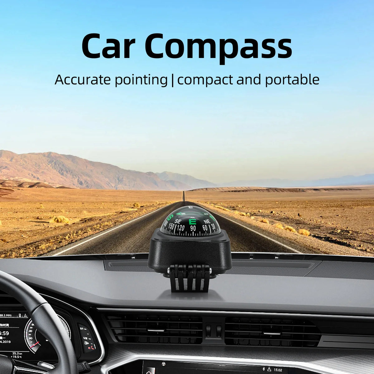 Outdoor Adjustable Navigation Dashboard Car Compass For Car Boat Cycling Hiking Direction Pointi - Automotive LED Light