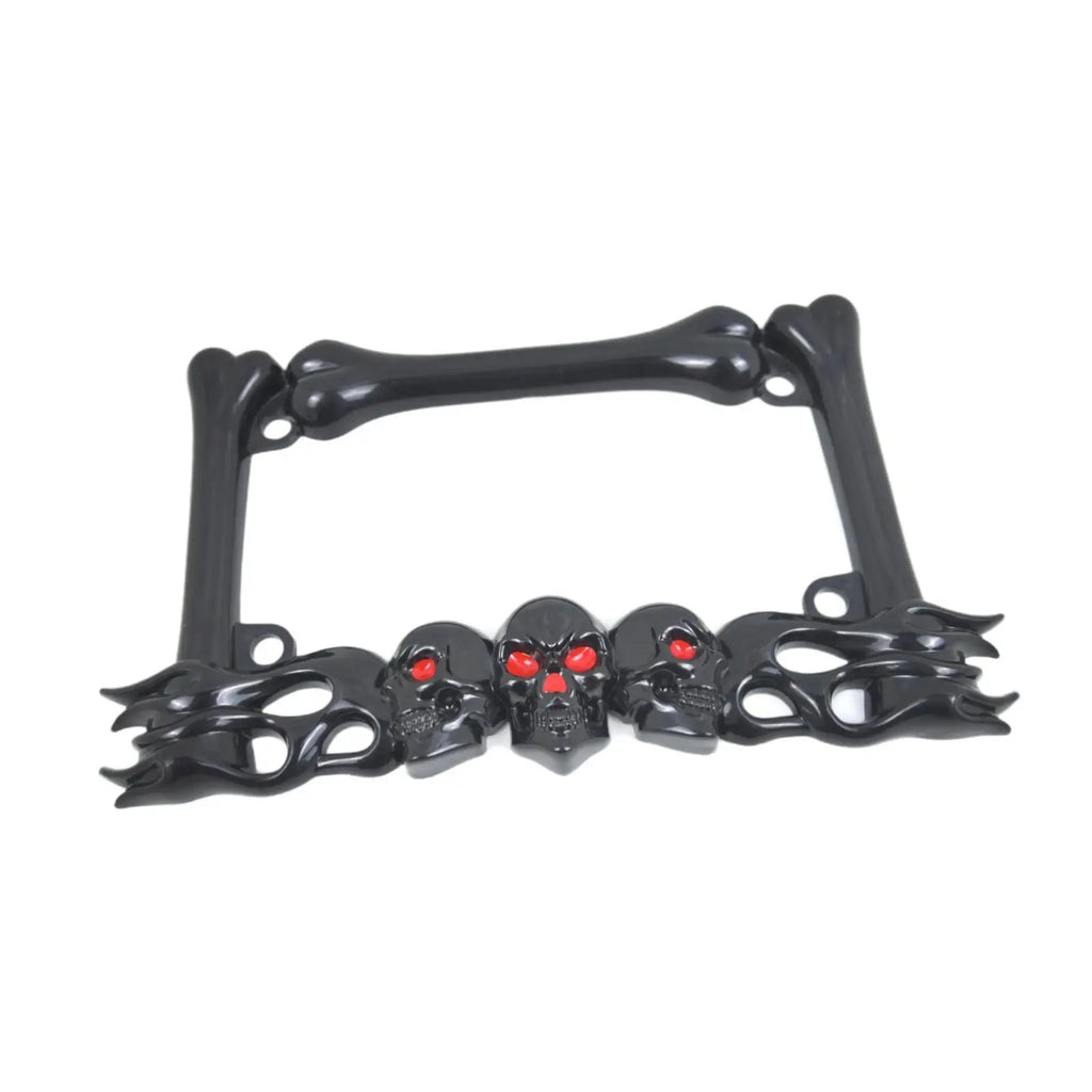 Skull Decor Motorcycle License Plate Frame Accessories Simple Assembly Motorbike Spare Parts Uni - Automotive LED Light