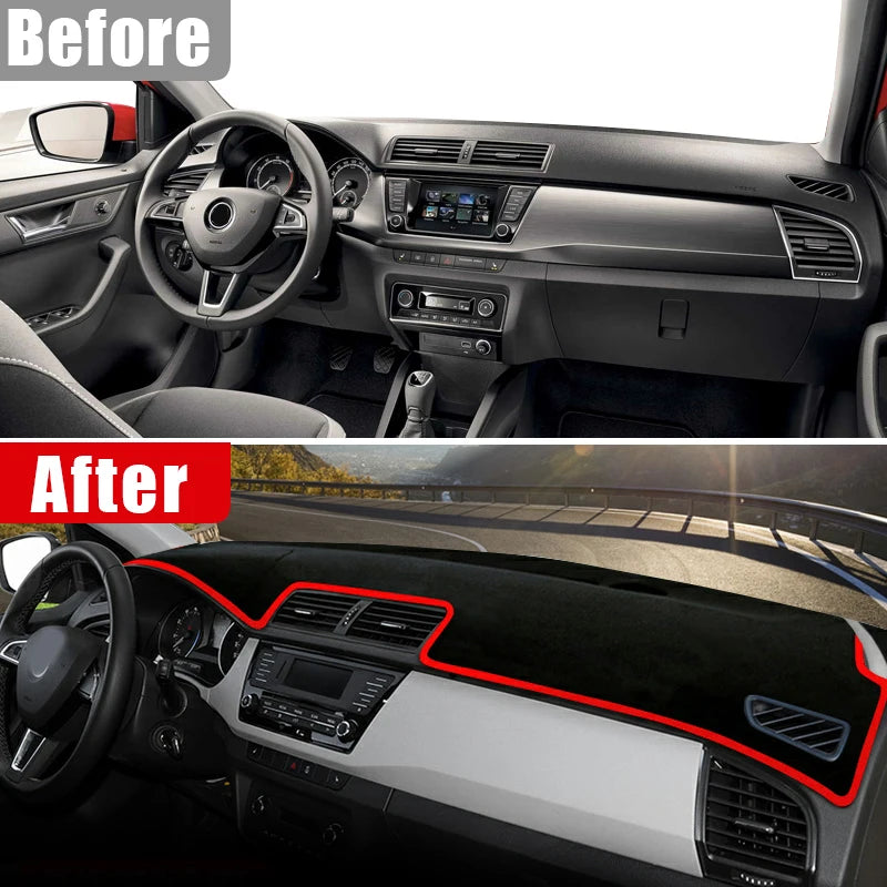 For Skoda Fabia 3 MK3 NJ 2015 2016 2017 2018 2019 2020 Car Dashboard Mat Sun Sha for Skoda MK3 - Automotive LED Light