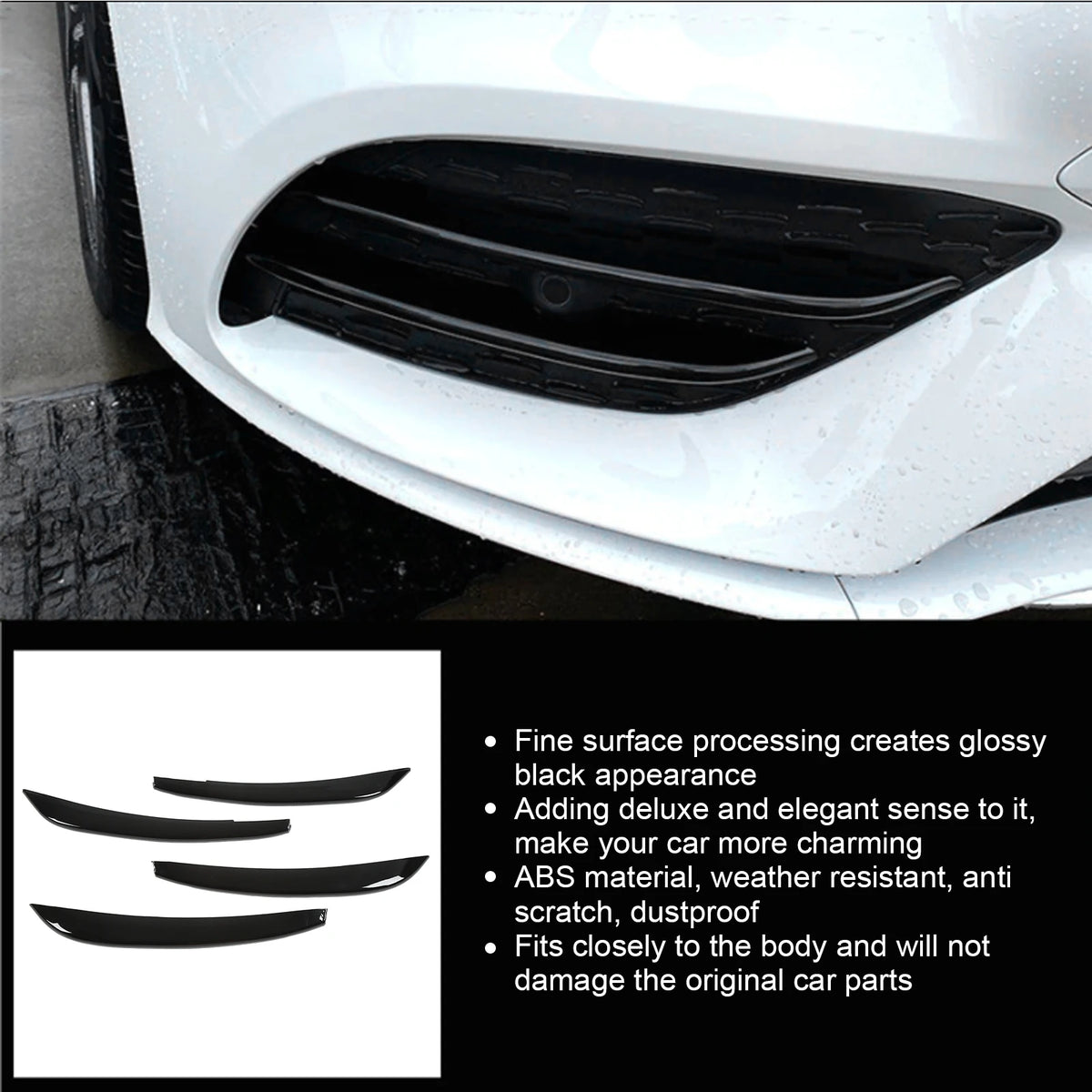 4Pcs/Set Front Bumper Fog Light Grille Cover Trim Replacement for Mercedes CLA C for Mercedes W118 C118 CLA - Automotive