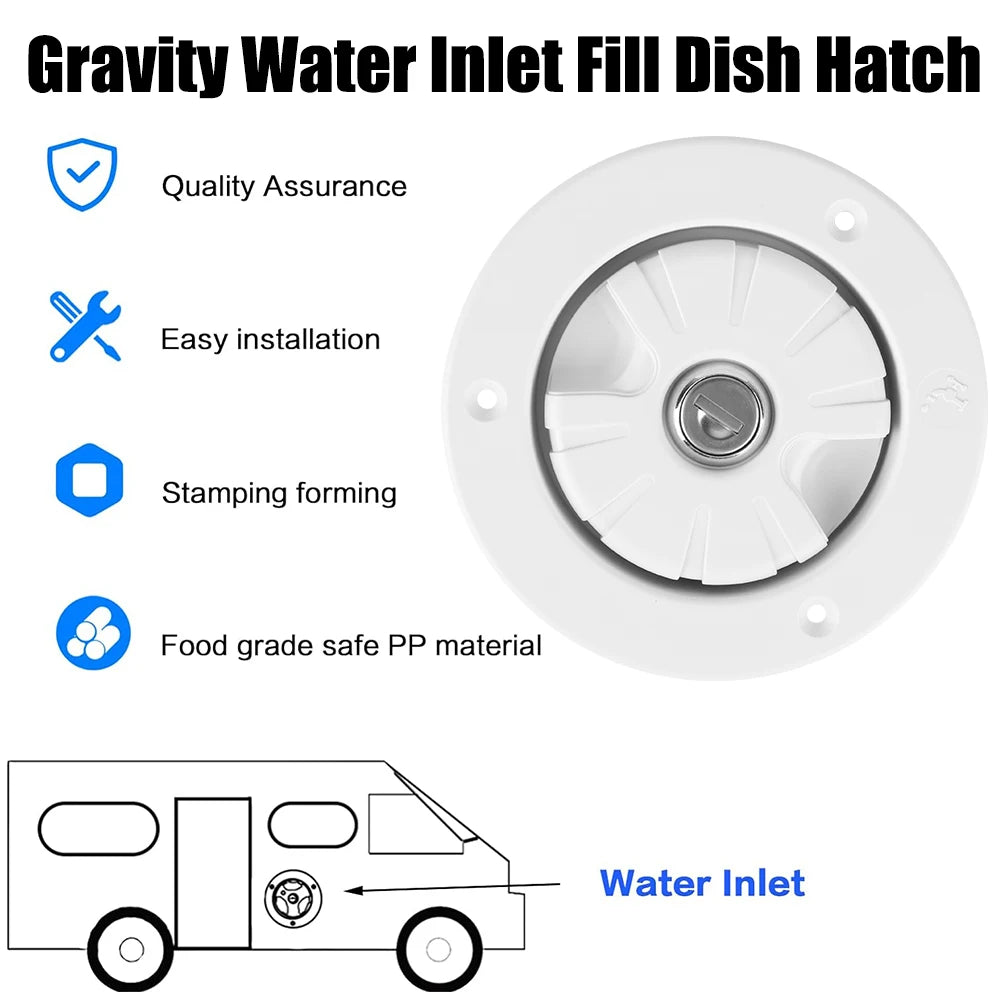 RV Gravity Water Inlet With Lock Fill Hatch Intake Filter Lockable 80mm Inlet Adapter Camper Tra - Automotive LED Light