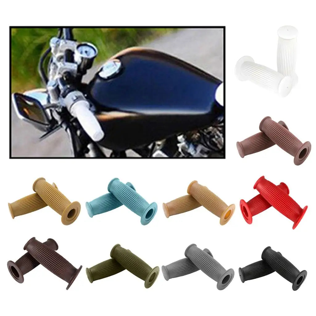 Motorcycle Handlebar Accessory Rubber Hand Grips Retro Style Non Slip for Chopper Bike - Automotive LED Light