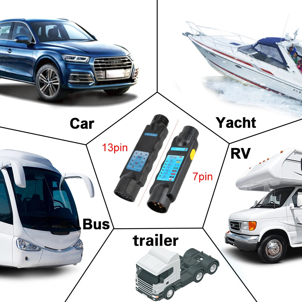 12V Trailer Tester 7 13 Pin Adapter Diagnostic Tools Wiring Check Light Test Plug Socket Car Tru - Automotive LED Light