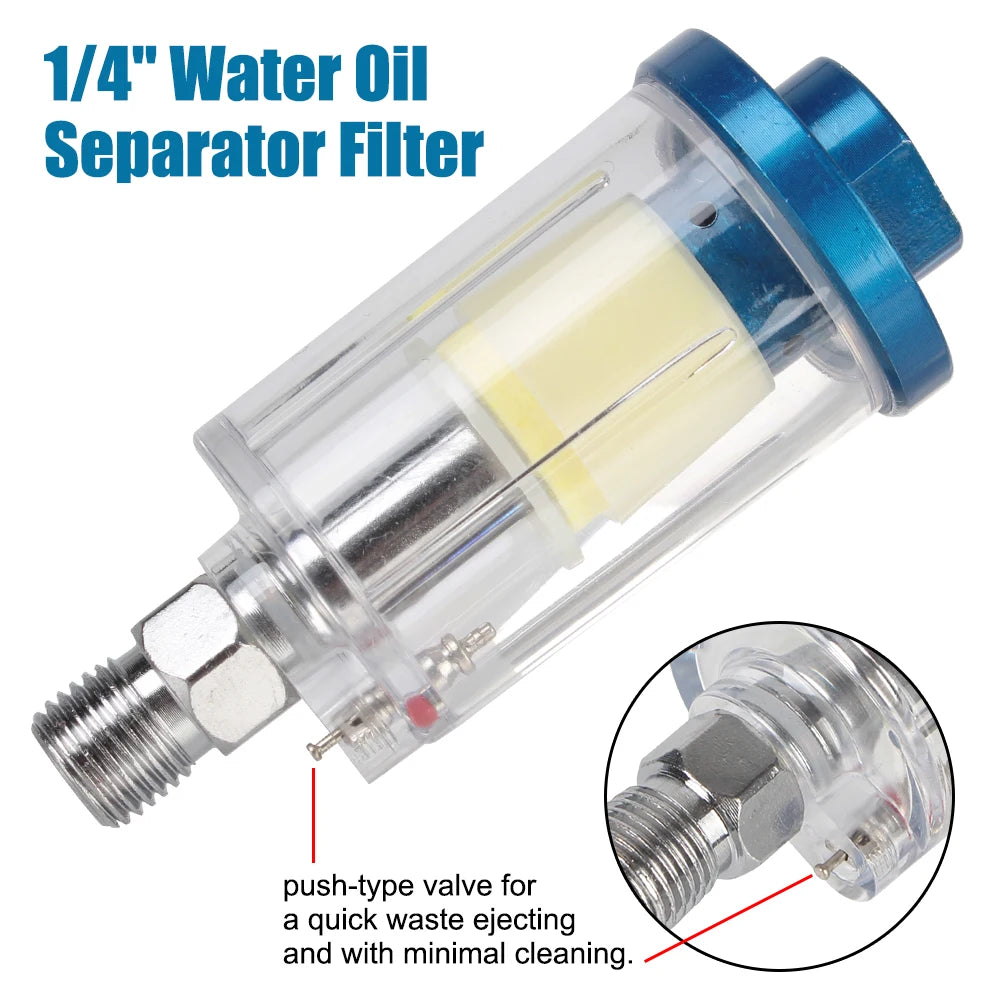 EU Adapter Oil-Water Separator Filter Pneumatic Tools For Airbrush 1/4" Thread Spray Gun Air Reg - Automotive LED Light