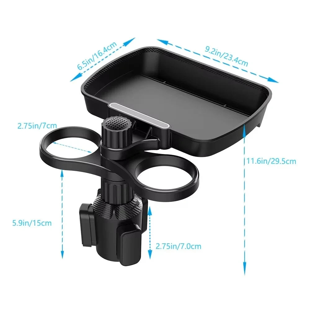 Dual Cup Holder Expander Adjustable for 360°Rotating Multifunctional Car Seat Cup Holder Snack T - Automotive LED Light