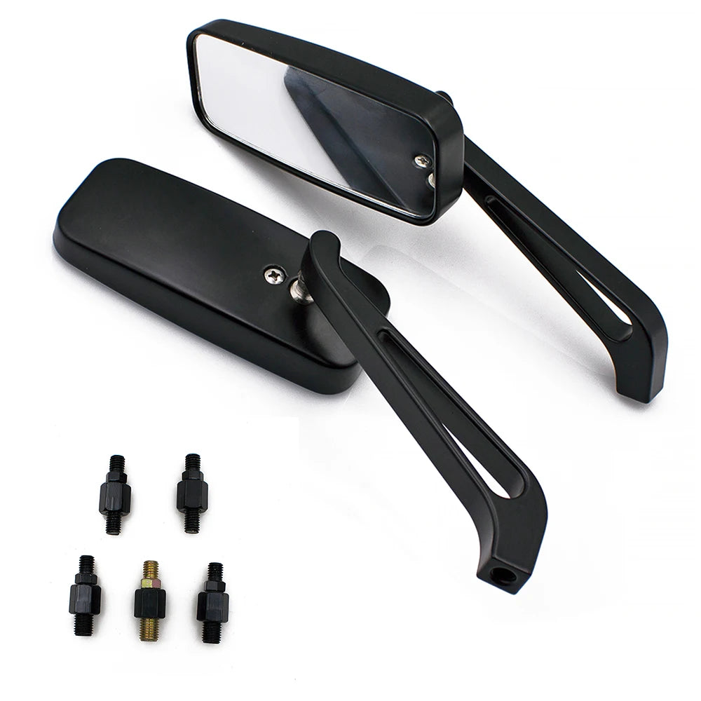 Rear View Mirror 10/8mm Motorcycle Accessories Motorbike Pair Rectangle Mirrors Motorcycle Adjus - Automotive LED Light