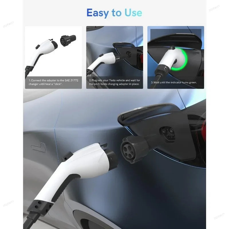 Electric Vehicle J1772 Type 1 To Tesla EV Charger Adapter Gun Type Charging Sock for Tesla Model 3 J1772 - Automotive LE