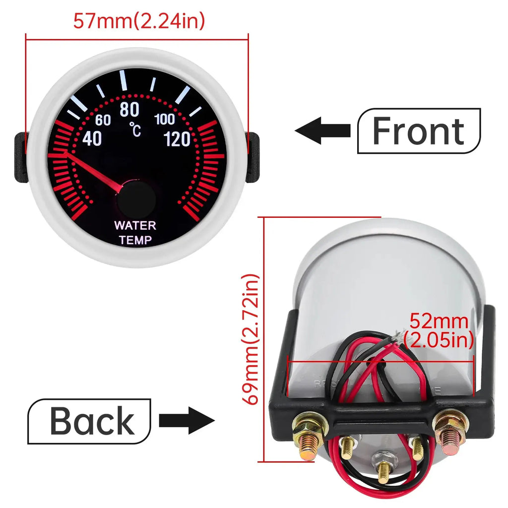 AD For 12V Gasoline Car 52mm Universal Smoke Len Tachometer RPM Turbo Boost Gauge 2 Bar PSI Wate - Automotive LED Light