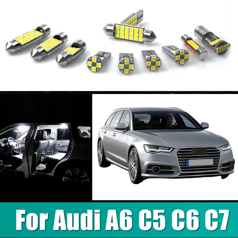 For Audi A6 S6 RS6 C5 C6 C7 Sedan Avant 12V Car LED Bulbs Kit Interior Dome Lamp for Audi RS6 C6 C7 - Automotive LED Lig
