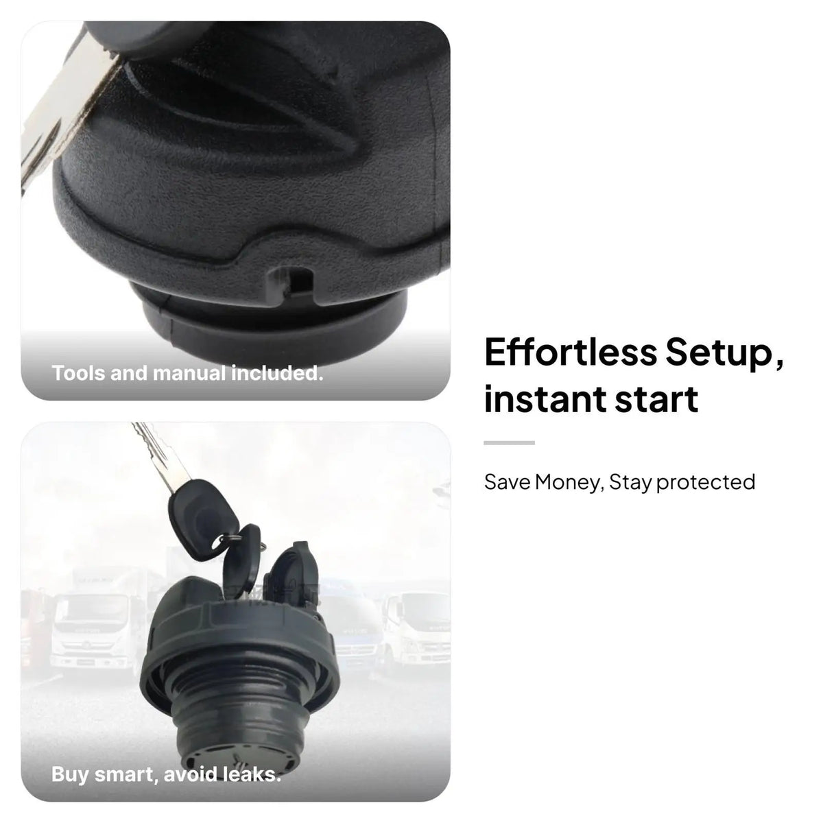 Car Fuel Cap Lock Plastic Gas Filler Cover with Keys 65mm Durable Replacement for VW Beetle Cadd - Automotive LED Light
