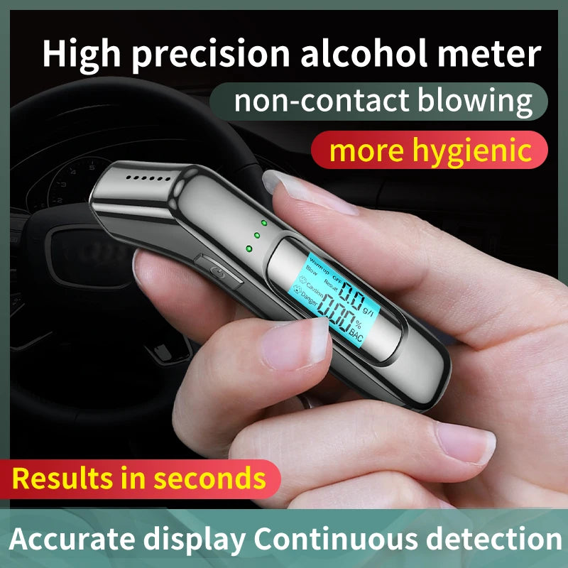 High Precision Non-contact Alcohol Tester Digital LCD Display Portable Breathalyzer Alcometer US - Automotive LED Light