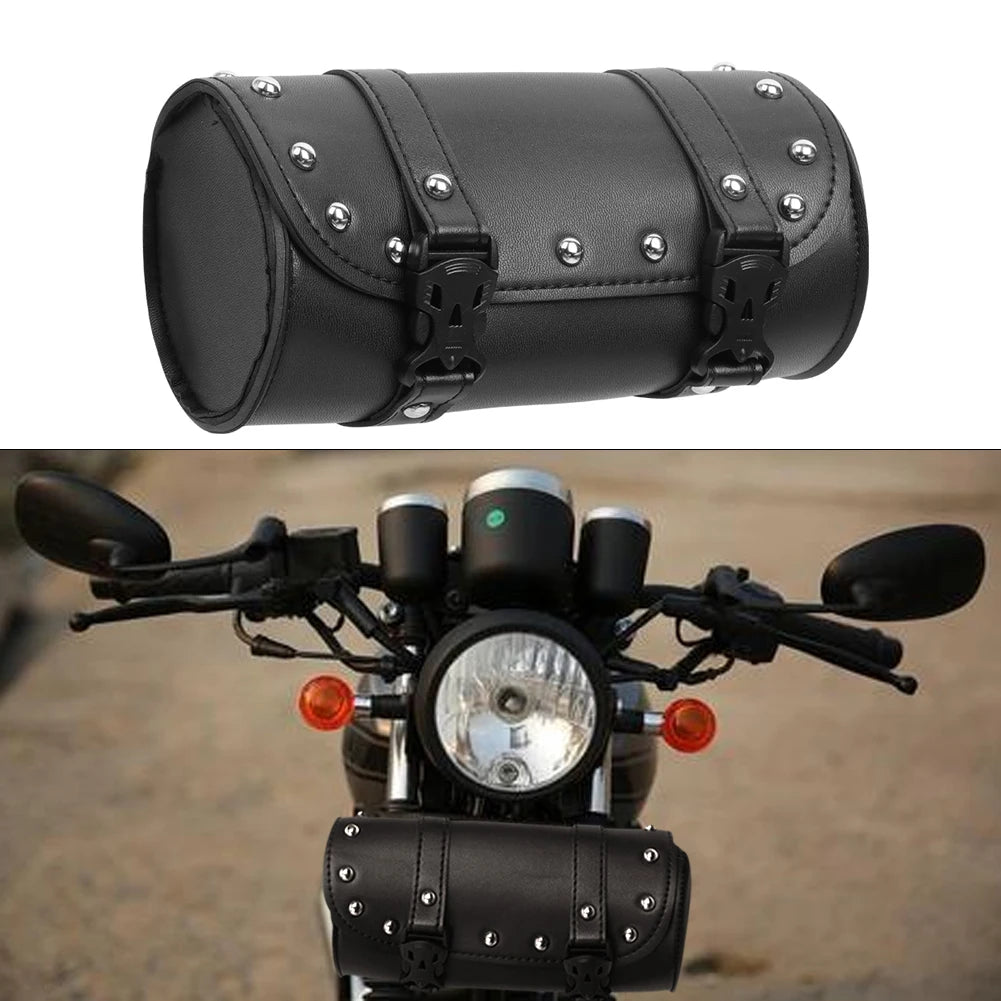 Motorcycle Fork PU Leather Travel Pouch Waterproof Tool Bags Saddle Bag Vintage Tail Bag Luggage - Automotive LED Light