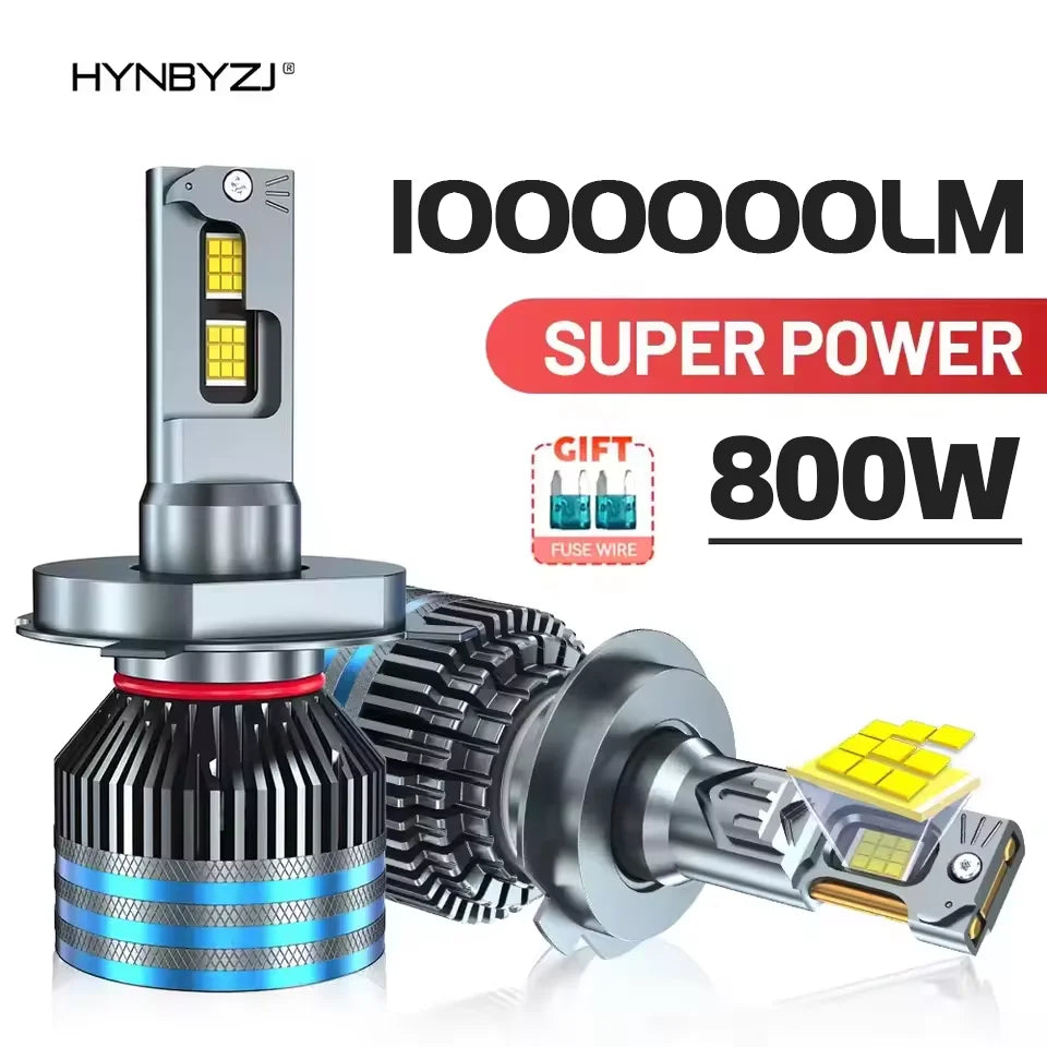 HYNBYZJ 800W 1000000LM H4 H7 H11 Led Bulb Canbus H1 H8 HB3 HB4 HIR2 9005 9006 90 for HIR2 H13 H11 - Canbus LED Headlight