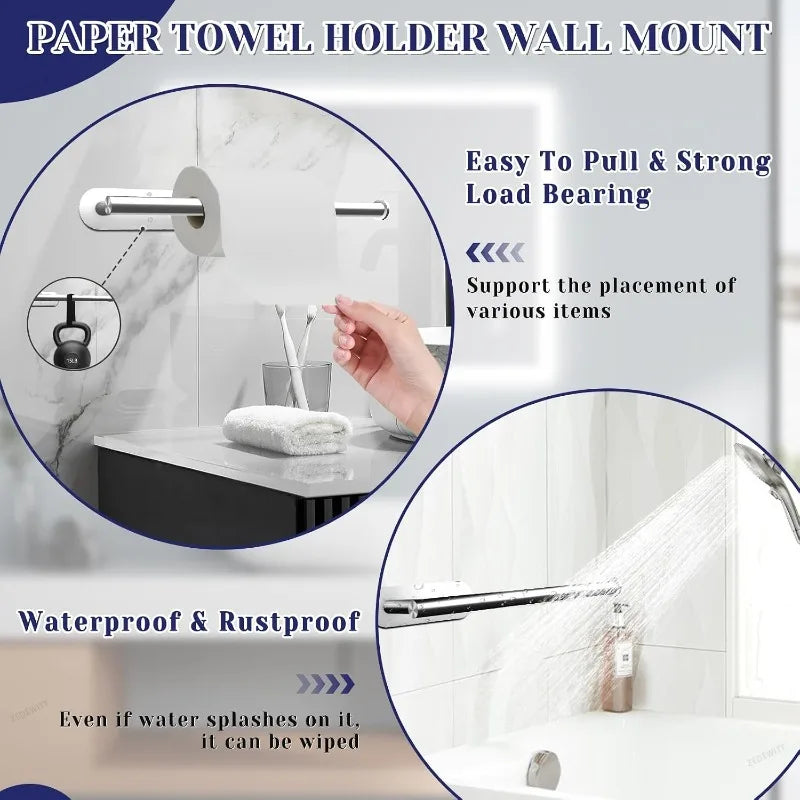 Under Cabinet Wall Mount Stainless Steel Paper Towel Holder Self Adhesive Or Drilling For Kitche - Automotive LED Light