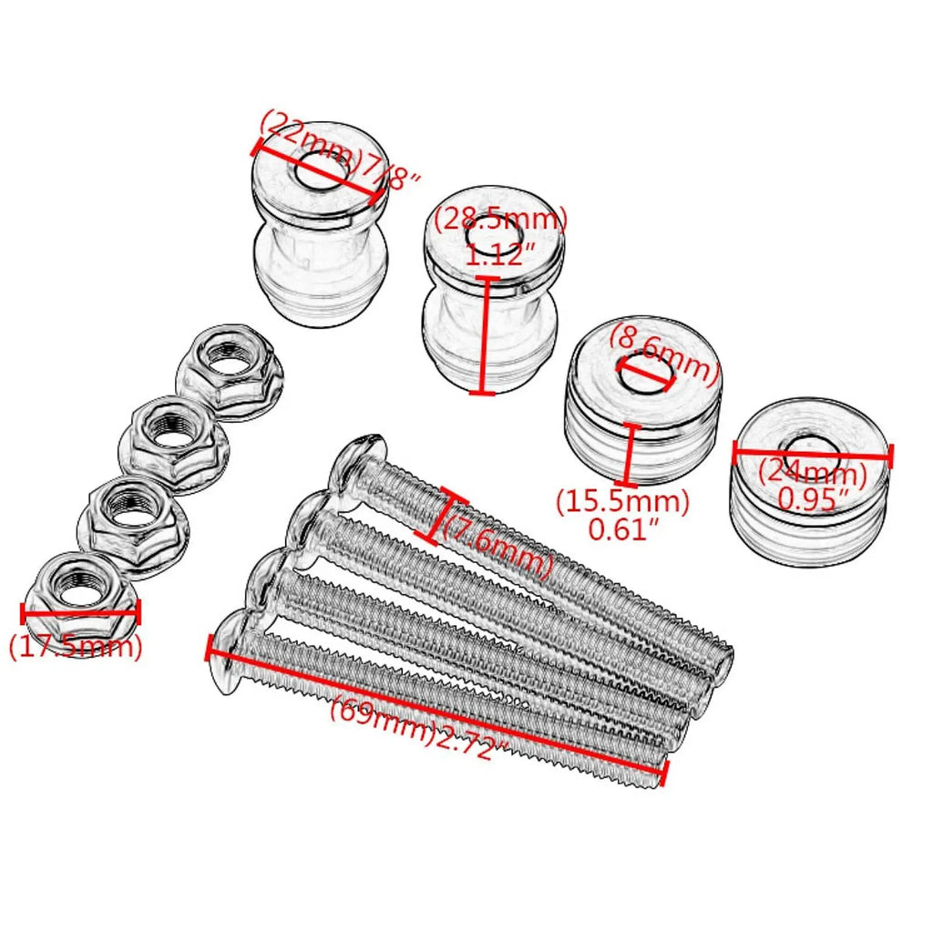 Iron Motorcycle Backrest Screws Kit Practical Sissy Bar Docking Hardware Quick Install for Sport - Automotive LED Light
