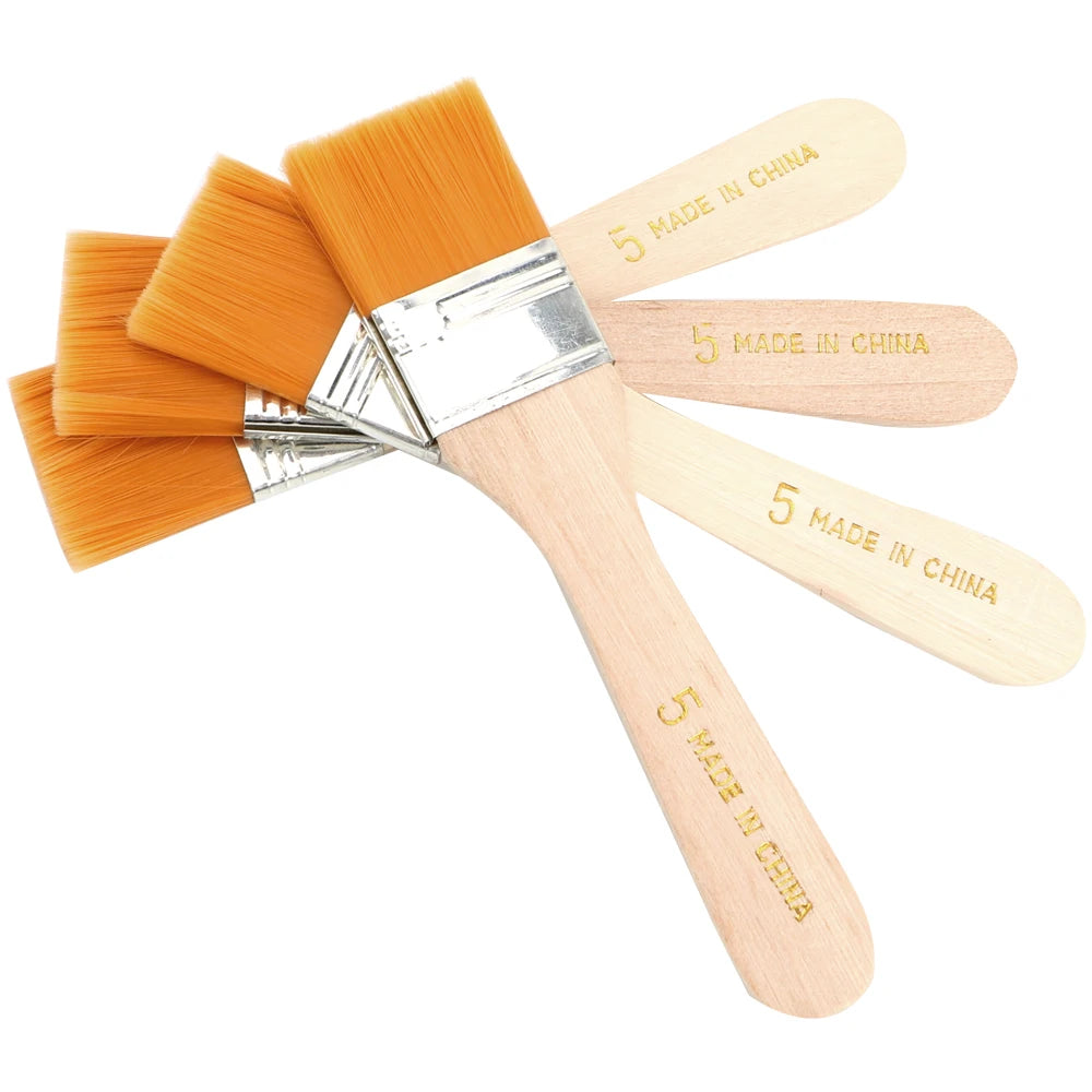 Wood Handles Watercolor Paint Drawing Nylon Oil Paint Brush 4Pcs/Set Hair Painting Brush Acrylic - Automotive LED Light