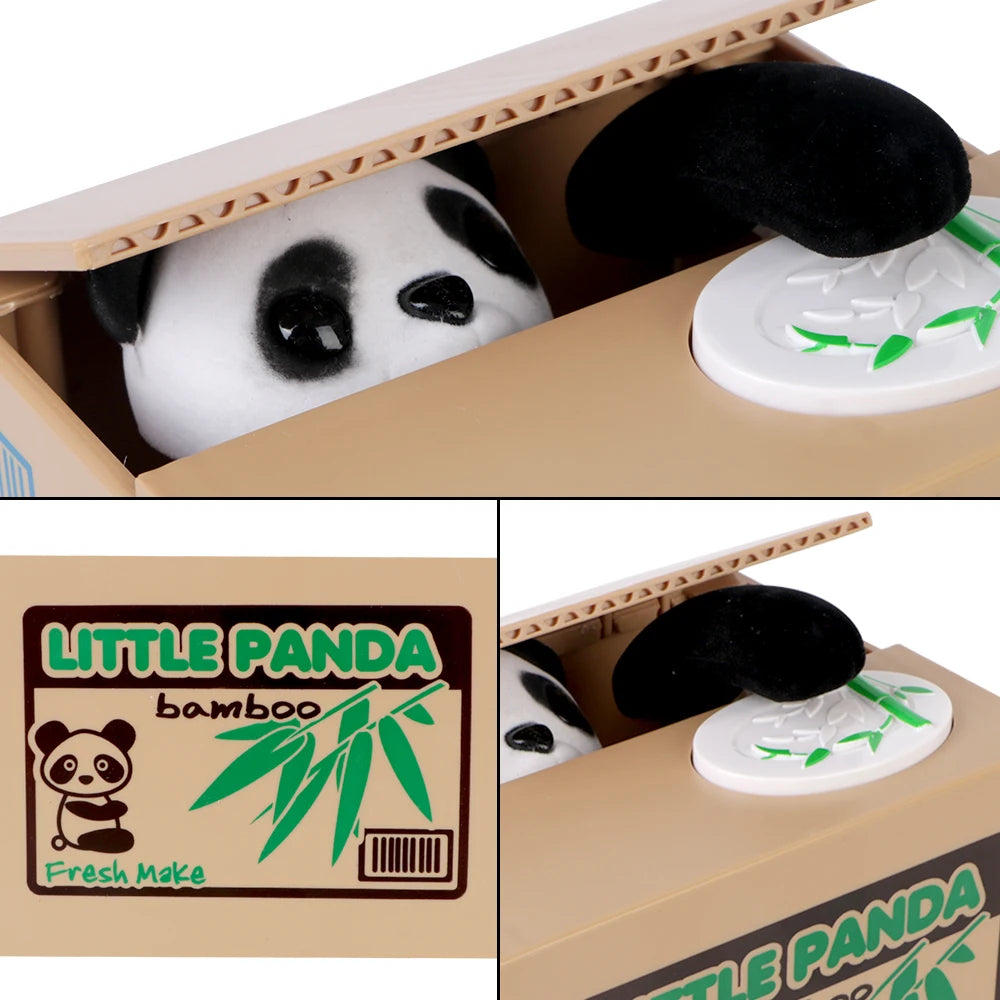 Piggy Banks Cute Automated Panda Cat Steal Coin Bank Plastic Electronic Money Boxes Money Saving - Automotive LED Light