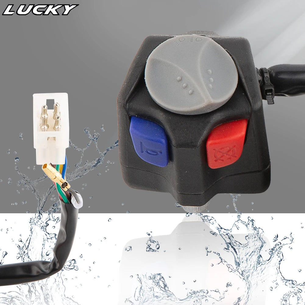 Motorcycle Three Function Switch Waterproof Headlight Turn Light Horn ON/OFF Flameout Starter St - LED Motorcycle Light